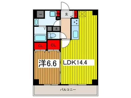 アクシーズタワー浦和岸町II(1LDK/9階)の間取り写真