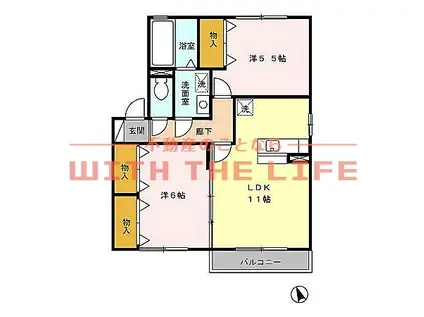 アルシオネ(2LDK/2階)の間取り写真