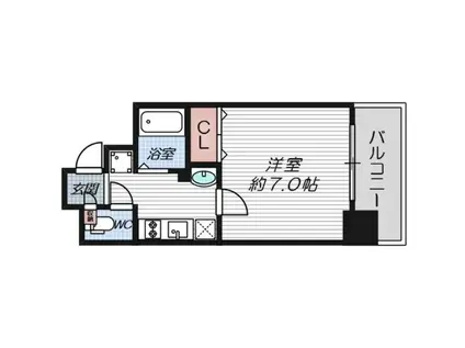 ポルト・ボヌール四天王寺夕陽ヶ丘ミラージュ(1K/4階)の間取り写真