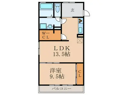 クレールメゾン中田A(1LDK/3階)の間取り写真