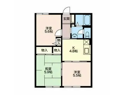 ラ・リヴィエール(3K/1階)の間取り写真