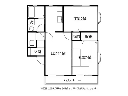 コーポ天正寺(2LDK/2階)の間取り写真
