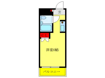 ピアニシオン・フローニュクレスト(ワンルーム/4階)の間取り写真