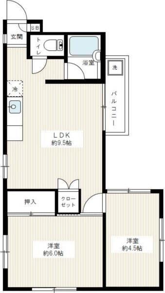 ドルフ本町(2LDK/2階)の間取り写真