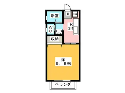 ユニコーンY II(1K/2階)の間取り写真