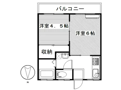 スカイハイツ(2K/1階)の間取り写真