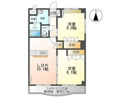 ロイヤルガーデン(2LDK/1階)の間取り写真