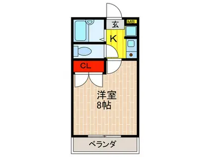 あいマンション(1K/3階)の間取り写真