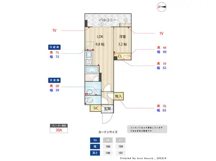 ヴィラージュ大濠(1LDK/3階)の間取り写真