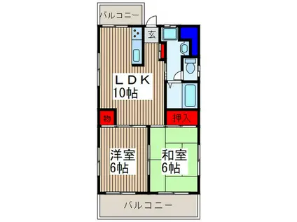 第5昭栄マンション(2LDK/3階)の間取り写真