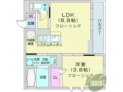D-ROOMグッチ7(1LDK/1階)の間取り写真