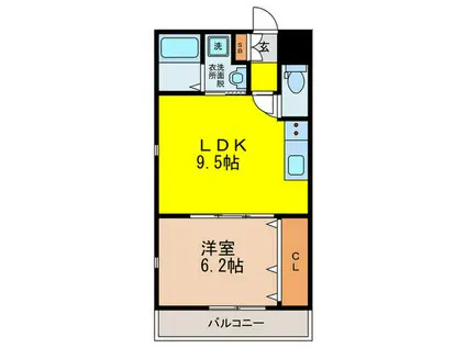 ラ・ハイール桃ヶ池公園(1LDK/4階)の間取り写真