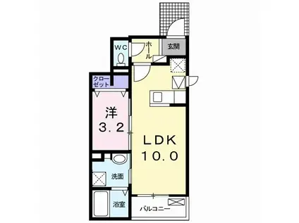 アグレアーブル B(1LDK/1階)の間取り写真