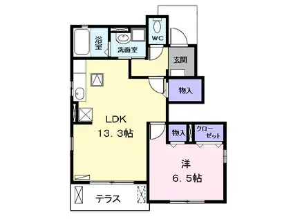 近鉄名古屋線 伏屋駅 徒歩17分 2階建 築13年(1LDK/1階)の間取り写真