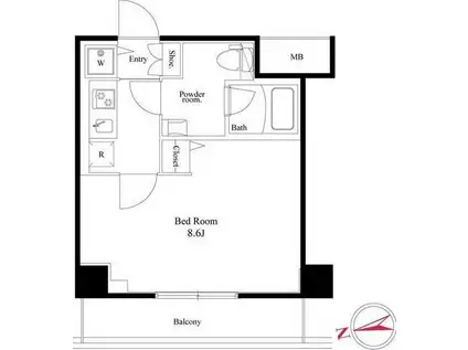 ログ都庁前(1K/4階)の間取り写真