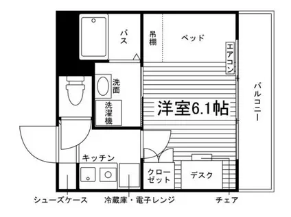 モン・ヴィラージュ久留米大学前II(1K/1階)の間取り写真