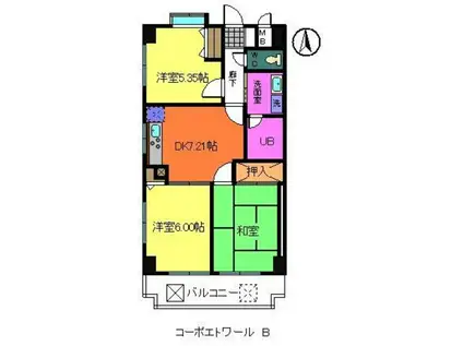 コーポ・エトワール(3DK/2階)の間取り写真