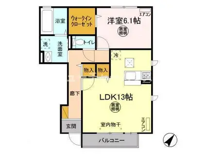 パークドプランタンD(1LDK/1階)の間取り写真