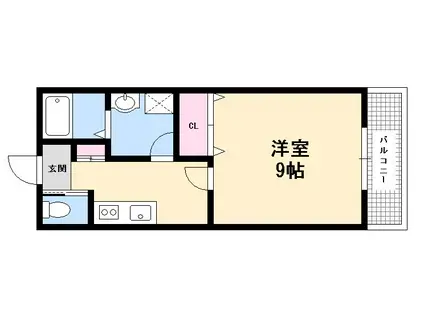 南観音レジデンス(1K/2階)の間取り写真