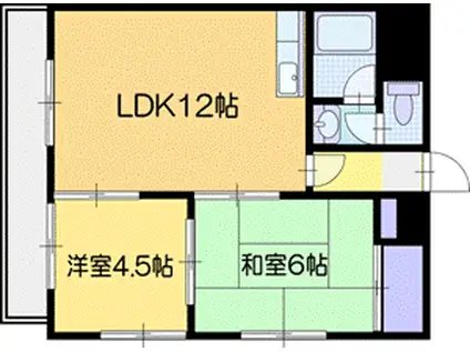 こりんごハイツC(2LDK/3階)の間取り写真