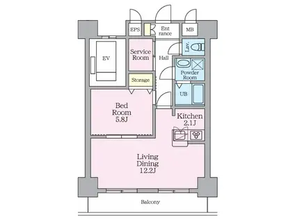 LIVE・TOPIA八王子(1SLDK/5階)の間取り写真