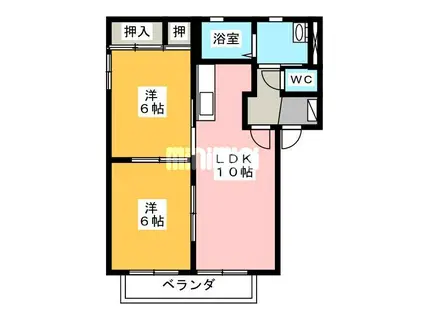 クレアールI(2LDK/2階)の間取り写真