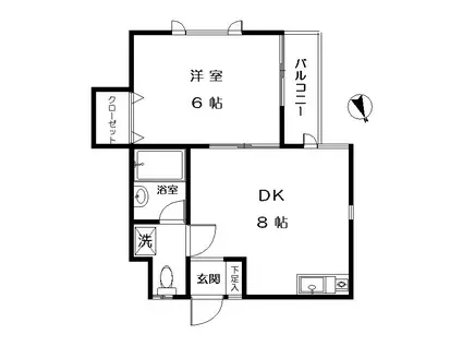 メゾン・アクア・バローズ(1DK/2階)の間取り写真