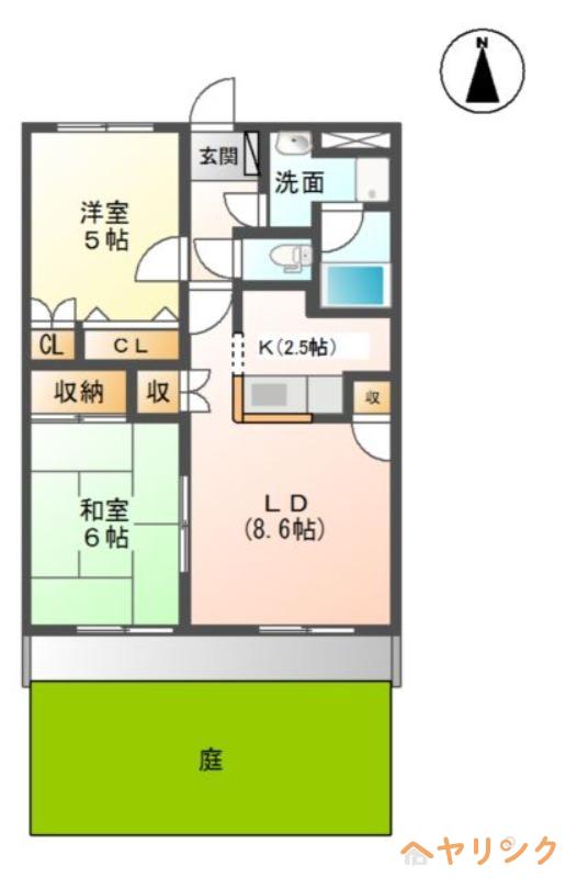 シャンテクレア(2LDK/1階)の間取り写真