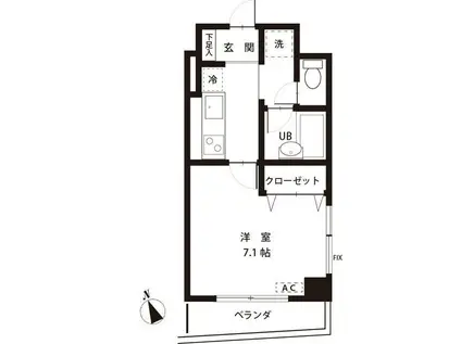 レジデンス千駄木801(1K/2階)の間取り写真