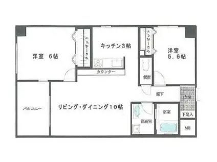 練馬区貫井マンション(2LDK/1階)の間取り写真