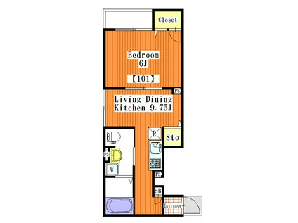 ボヌールプラン(1LDK/1階)の間取り写真