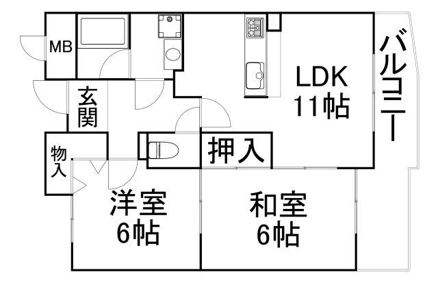 フレアコート京橋(2LDK/6階)の間取り写真