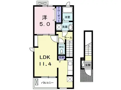 グランメゾン広沢II(1LDK/2階)の間取り写真