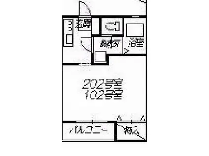 アイルII(1K/2階)の間取り写真