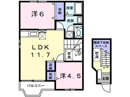 パインリバーズII(2LDK/2階)の間取り写真