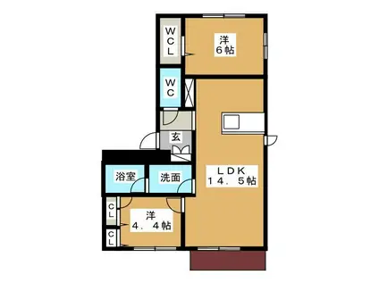 ISOLA.ETERNA(2LDK/1階)の間取り写真