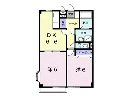 サニーレジデンス(2DK/2階)の間取り写真