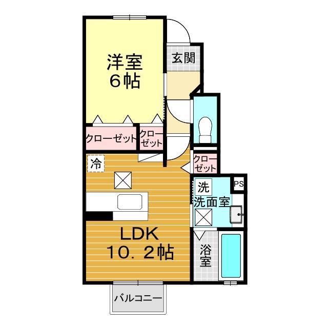 ハッピークローバー(1LDK/1階)の間取り写真