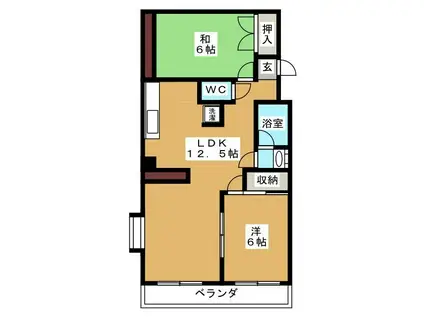 メゾン・ミヤコ I II(2LDK/1階)の間取り写真