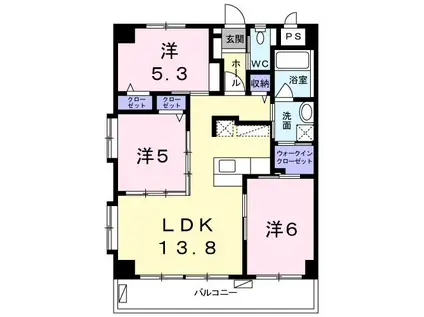 バナナガーデンIII(3LDK/3階)の間取り写真