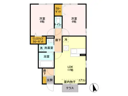 フローレス(2LDK/1階)の間取り写真