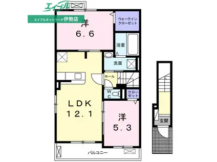 モンシェールA(2LDK/2階)の間取り写真