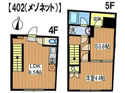 LINO OCHIAI(1SLDK/4階)の間取り写真