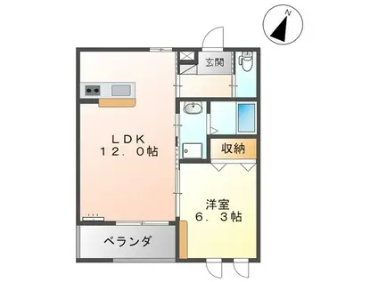 ラ・チェドゥオ(1LDK/2階)の間取り写真