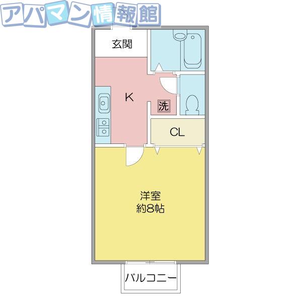 ハイツゆり(1K/1階)の間取り写真