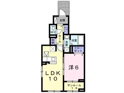 フェリア垣内(1LDK/1階)の間取り写真