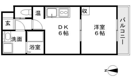 エトワール 松崎(1DK/2階)の間取り写真