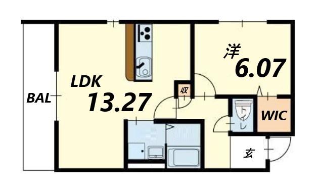 エレアージュ姫路駅南(1LDK/3階)の間取り写真