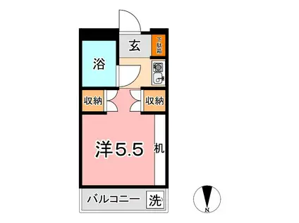 サンピア倉敷(ワンルーム/3階)の間取り写真