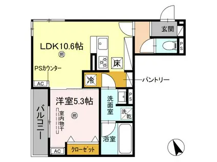 CHAINON(1LDK/1階)の間取り写真